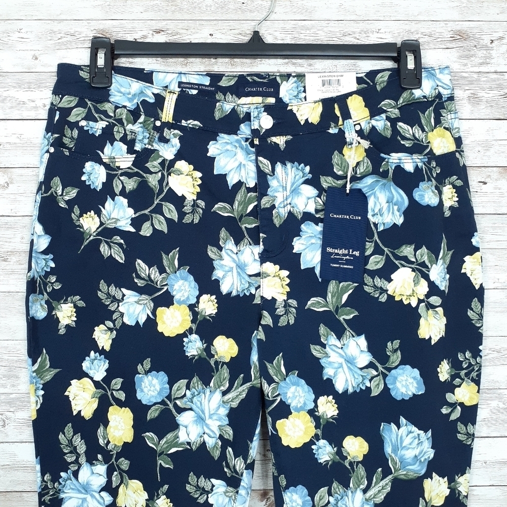 Charter Club Pants Sz 18 Floral Straight Leg 144 - Picture 3 of 8
